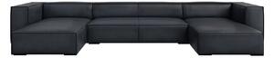 Tmavomodrá kožená rohová pohovka (do tvaru "U") Madame – Windsor & Co Sofas