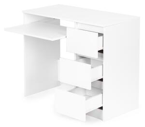 Univerzálny biely kancelársky počítačový stôl s 3 zásuvkami