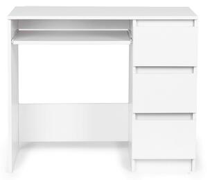 Univerzálny biely kancelársky počítačový stôl s 3 zásuvkami