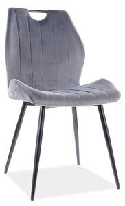 Stolička ARNO sivá (látka Bluvel 14) - moderná, čalúnená, do obývačky / jedálne, kancelárie, s lakťovou opierkou, zamatová