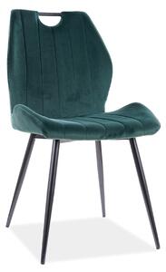 Stolička ARCO zelená (látka Bluvel 78) - moderná, čalúnená, do obývačky / jedálne, kancelárie, s lakťovou opierkou, zamatová