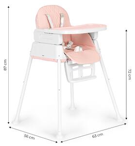 ECOTOYS 3v1 skladacia detská stolička na kŕmenie, ružová