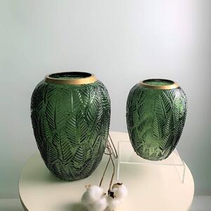 Zelená sklenená oválna váza LESIA 24cm