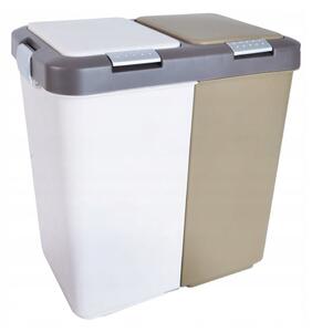 Bielo-béžový plastový odpadkový kôš na triedený odpad 2x20 l Duo Dust – Orion