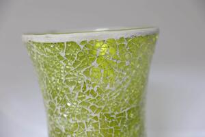 Zelená váza z lámaného skla 27cm
