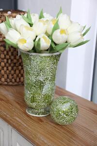 Zelená váza z lámaného skla 27cm