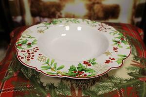 Biely tanier s vianočným motívom hlboký 22cm
