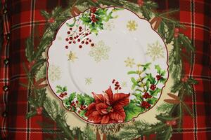 Biely tanier s vianočným motívom dezertný 20 cm