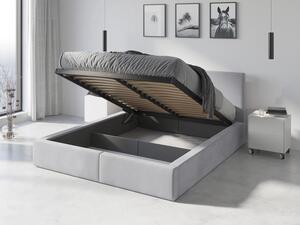 Čalúnená posteľ (výklopná) HILTON 140x200cm SIVÁ (celočalúnená)
