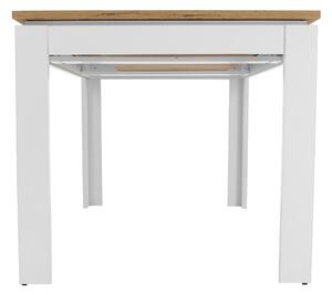 KONDELA Rozkladací stôl, biela/dub wotan 135-184x86 cm, VILGO