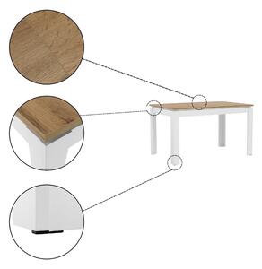 TEMPO Rozkladací stôl, biela/dub wotan 135-184x86 cm, VILGO