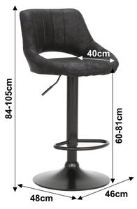 TEMPO Barová stolička, čierna látka s efektom brúsenej kože, LORASA
