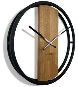 Kovové hodiny s dubovým drevom LOFT OVAL