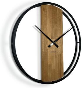Dekorstudio Kovové hodiny s dubovým drevom LOFT OVAL 80cm