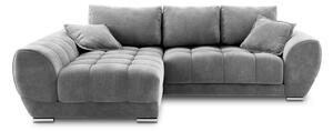 Sivá rozkladacia rohová pohovka so zamatovým poťahom Windsor & Co Sofas Nuage, ľavý roh