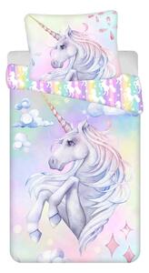 Bavlnené detské obliečky na jednolôžko 140x200 cm Unicorn "Pastel Rainbow" – Jerry Fabrics