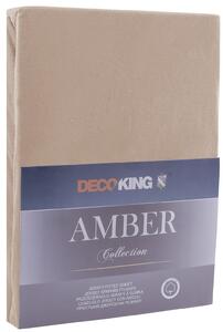 DecoKing Bavlnené jersey prestieradlo Amber, cappuccino hnedá Rozmer: 80-90x200 cm