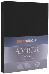 DecoKing Bavlnené jersey prestieradlo Amber, čierna Rozmer: 80-90x200 cm
