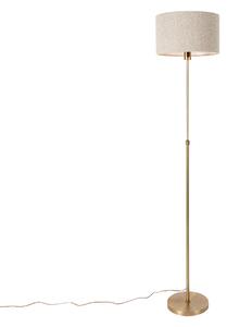 Stojacia lampa nastaviteľná bronzová s tienidlom boucle taupe 35 cm - Parte