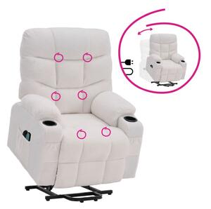Masážne elektrické relaxačné polohovacie kreslo s podnožou biele (k406738)