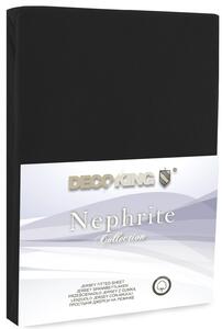 DecoKing Bavlnené jersey prestieradlo Nephrite, čierna Rozmer: 80-90x200 cm