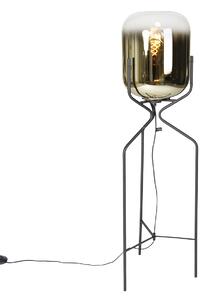 Dizajnová stojaca lampa čierna so zlatým sklom - Bliss
