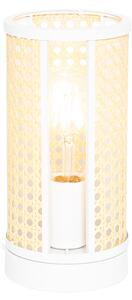 Orientálna stolná lampa biela s ratanom 12 cm - Akira