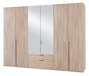 Skriňa Moritz - 270x208x58 cm (dub, zrkadlo)