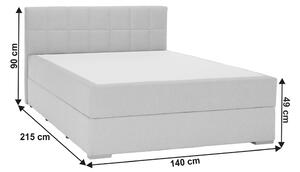 TEMPO Boxspringová posteľ 140x200, svetlo šedá, FERATA KOMFORT