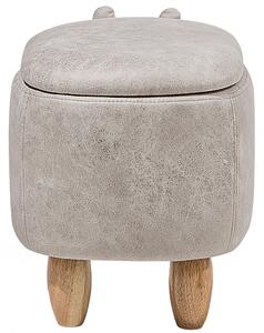 Zvieracia stolička hroch s úložným priestorom sivá umelá koža drevené nohy