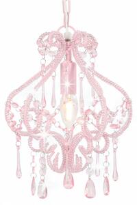 Stropná lampa s krištálikmi, ružová, okrúhla E14