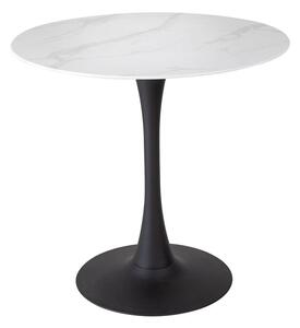 Okrúhly jedálenský stôl Saima 80 cm bielo-čierny - vzor mramor