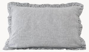 Ľanová obliečka na vankúš s volánmi Black Stripe