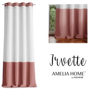 AmeliaHome Dekoračná záclona Irvette s krúžkami, biela/hnedá Rozmer: 140x250 cm