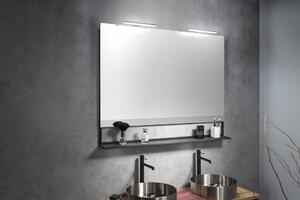 Sapho, ERUPTA Zrkadlo s poličkou a LED osvetlením 60x95x12cm, čierna mat, ERU310