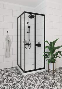 Deante Neo Boro, sprchový set s pákovou batériou + horná dažďová hlavica + 3-funkčná sprchová ručná hlavica, čierna matná, NER_N1RK