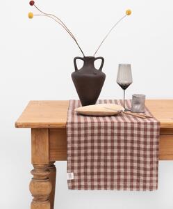Ľanový stolový behúň Chocolate Gingham