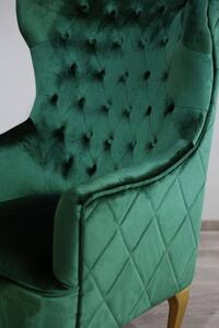 Smaragdovo zelené elegantné kreslo ušiak 114cm