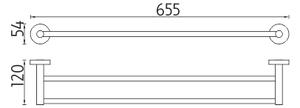 Nimco Držiak na uteráky dvojitý, 66 cm UNIX ČIERNA - UNC 13061D-90