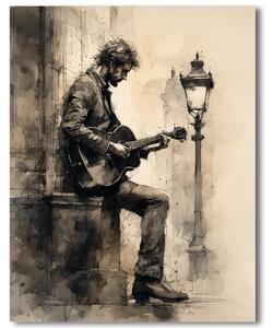 Pouličný gitarista v starom meste 30x40cm