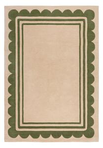 Ručne tkaný vlnený koberec v zeleno-prírodnej farbe 120x170 cm Lois Scallop – Flair Rugs