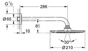 Grohe - Hlavová sprcha, priemer 210 mm, sprchové rameno 286 mm, chróm