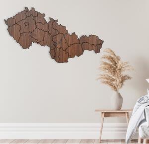 Drevená mapa Československej republiky - Zemepis: HDF - Orech 40 x 23 cm 4403-84131 HDF-M011