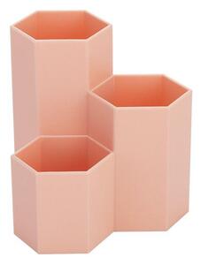Plastový stojan na perá s 3 priehradkami - šesťuholník oranžový Ružová HIPS Plast