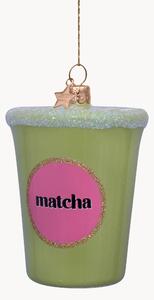 Ručne fúkaná vianočná ozdoba Matcha Tea Latte