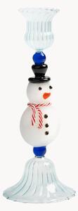 Ručne vyrobený svietnik Merry Snowman