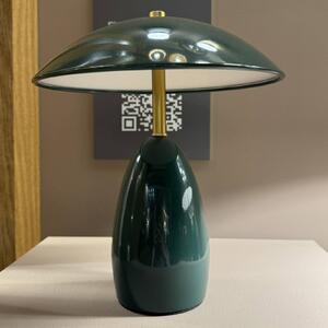 Elstead Stolová LED lampa na akumulátor Poppy, zelená, výška 27 cm, kovová, stmievateľná, Zelená, Obývacia izba / jedáleň, Hliník, Vintage, Stojacie svietidlo