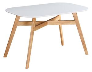 TEMPO Jedálenský stôl, biela/prírodná, 120x80 cm, CYRUS 2 NEW