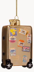 Ručne fúkaná vianočná ozdoba Gold Suitcase