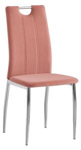 TEMPO Jedálenská stolička, ružová Velvet látka / chróm, OLIVA NEW